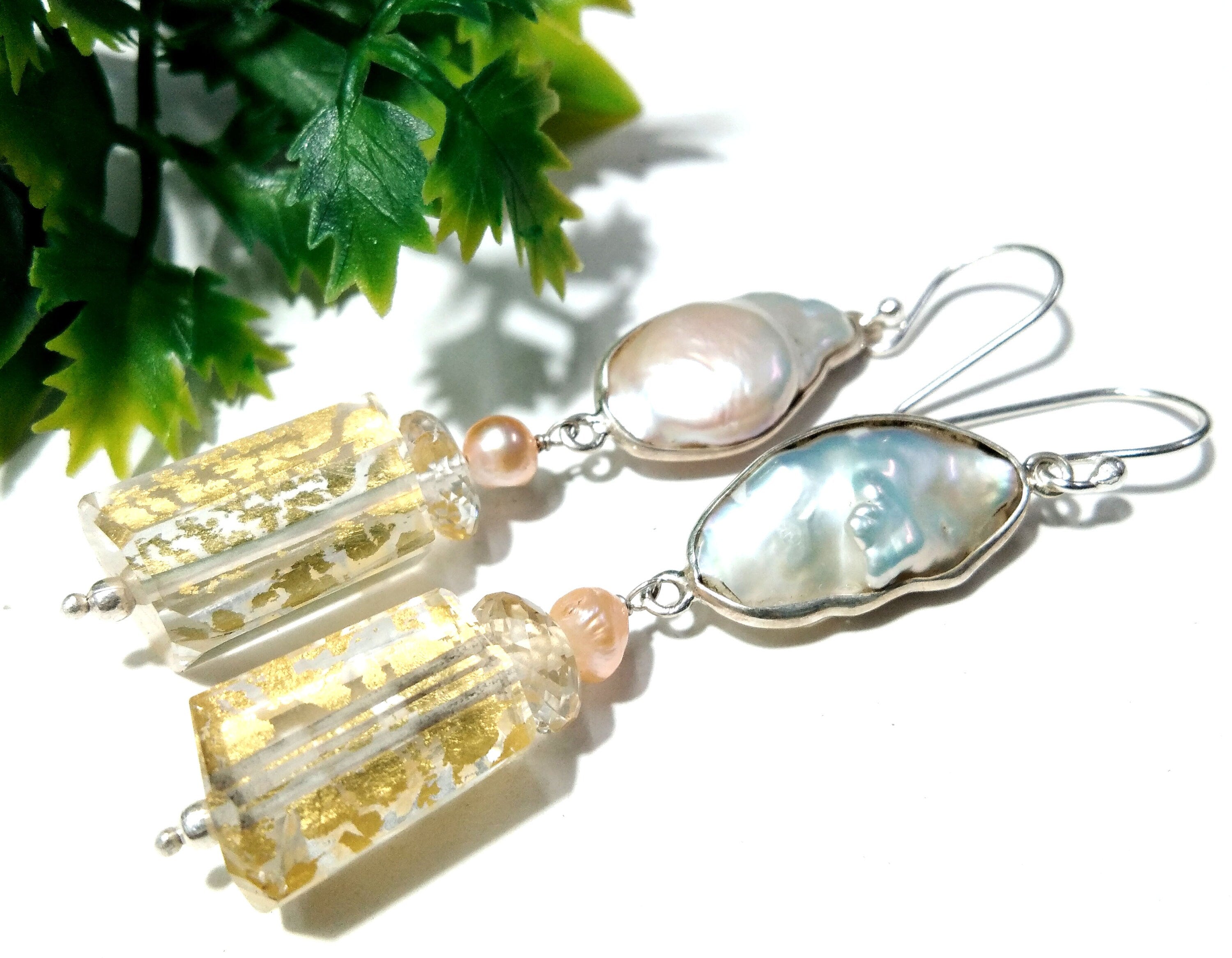 Amazing Color 100% Natural Doublet Gemstone Crystal & Pearl Multi Gemstone Earrings, With 925 Starling Silver Jewelry For Gifts Girls/Women